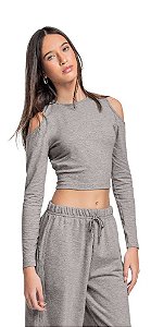 Blusa Juvenil Manga Longa da Gloss em Cotton duas Cores