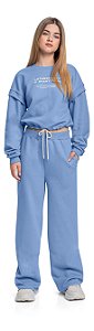 Conjunto Juvenil Feminino da Gloss Moletom sem Felpa Azul