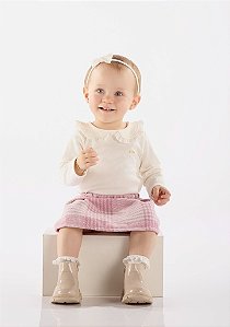 Conjunto de Bebê de Menina da Up Baby com Saia Xadrez