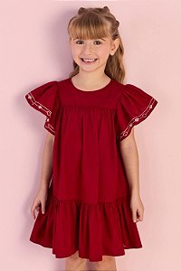 Vestido Infantil Marsala da Mon Sucré Crepe Babado