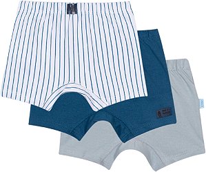 Cueca Infantil 100% Algodão Boxer Kit com Três