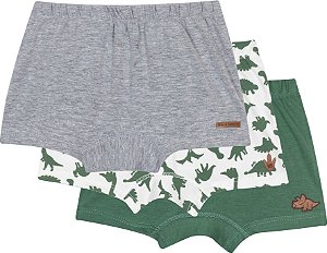 Cueca Infantil e de Bebê 100% Algodão Boxer Kit com Três