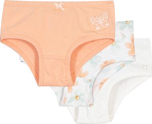 Calcinha Infantil com Três Algodão Elástico Embutido