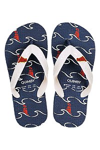 Chinelo Infantil de Dedo da Quimby Azul Ondas