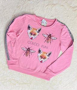 Blusa Juvenil de Moletom Feminina da Colcci Fun Fechada