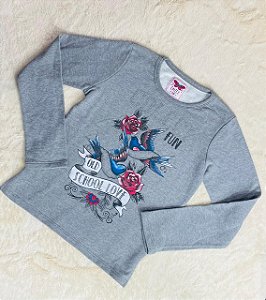 Blusa Juvenil de Moletom Feminina da Colcci Fun Fechada