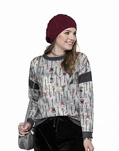 Blusa Juvenil de Moletom Feminina da Gloss Fechada
