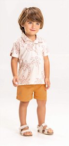 Conjunto Infantil Masculino Camisa com Bermuda Sarja