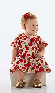 Vestido de Bebê da Quimby Malha Estampado com Tomates