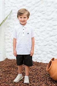 Conjunto Infantil Masculino Camisa Bata Social Bermuda