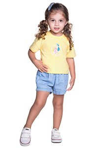 Conjunto Infantil Feminino da Have Fun com Shorts Jeans