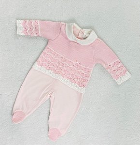 Macacão de Bebê Feminino de Tricô da Beth Bebê