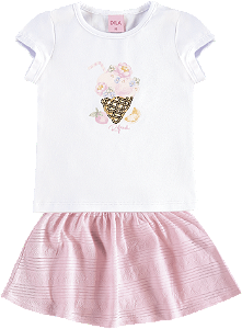 Conjunto de Bebê Feminino com Saia Rodada