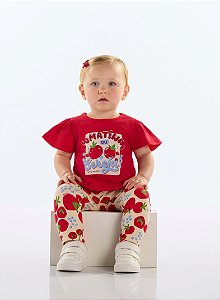 Conjunto de Bebê da Quimby Legging Vermelho Tomates