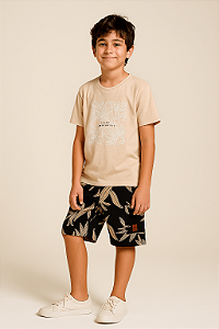 Conjunto Infantil da Bee Loop Bermuda Estampa Folhas