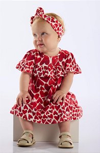 Vestido de Bebê da Up Baby com Corações Vermelhos