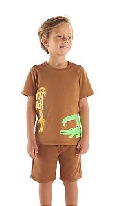Conjunto Infantil Masculino da Up Baby Marrom Jacaré