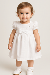 Vestido Infantil de Festa da D Tuia Branco Batizado