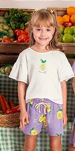 Conjunto Infantil Feminino de Algodão Shorts Fresquinho