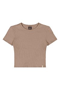Blusa Juvenil da Gloss Malha Canelada Manga Curta
