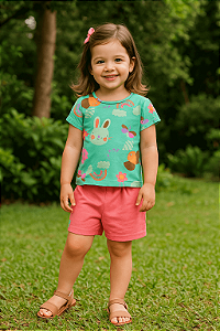 Conjunto Infantil Feminino da Bee Loop Shorts Moletom