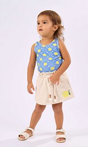 Conjunto Infantil Feminino Shorts Saia Limões