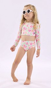 Biquíni Bebê Infantil Manga Longa Floral