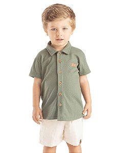 Conjunto Infantil Masculino Biogas Camisa Malha Aberta
