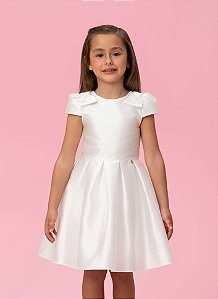 Vestido Infantil Branco Mon Sucré Xantung Manga