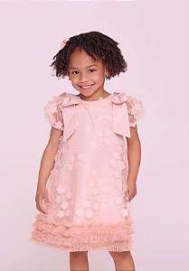 Vestido Infantil Festa Bambolina Tule Rose
