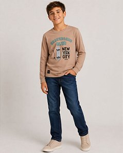 Camiseta Juvenil Masculina Algodão Manga Longa