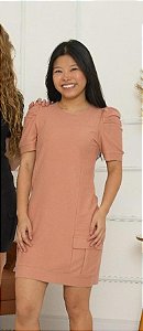Vestido Juvenil Algodão Manga Curta Bolso