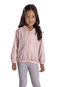 Jaqueta Corta Vento Infantil Rosa com Capuz