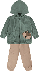 Conjunto Bebê Moletom Aberto com Capuz