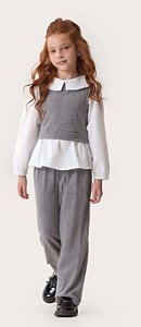 Conjunto Infantil Tricô Malha Calça Cinza