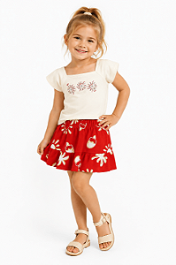 Conjunto Infantil Feminino Saia Fresquinho
