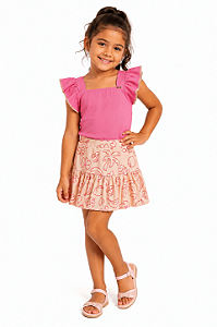 Conjunto Infantil Feminino Saia e Shorts Dila