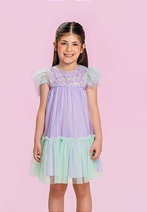 Vestido Festa Infantil Mon Sucré Tule Lilás