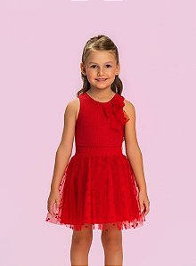 Conjunto Infantil com Saia Tule Vermelho Mon Sucré