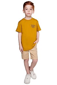 Camiseta Infantil Masculina Have Fun Mostarda