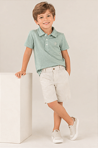 Conjunto Infantil Menino Polo Verde e Bege