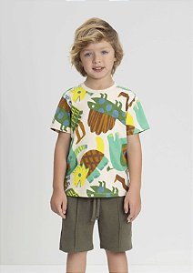 Camiseta Infantil Masculina Algodão Bichos