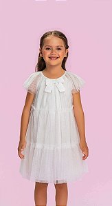 Vestido Infantil Festa Branco Tule Mon Sucré