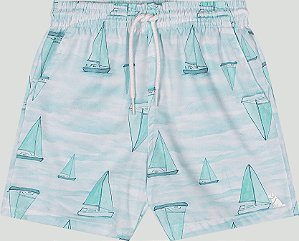 Shorts Infantil Menino Boxer Estampa Barcos