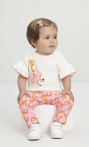Conjunto Bebê Menina Calça Rosa Girafa