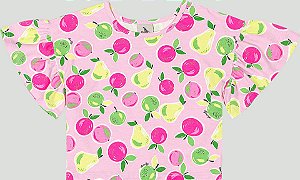 Blusa Infantil Juvenil Cotton Frutas Rosa