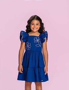 Vestido Festa Infantil Mon Sucré Azul Marinho