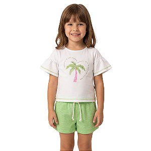 Conjunto Infantil Menina Shorts Listrado
