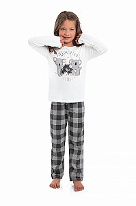 Pijama Infantil Mãe e Filha com Calça Xadrez da Quimby