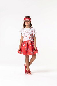 Conjunto Infantil com Saia Floral da Petit Cherie